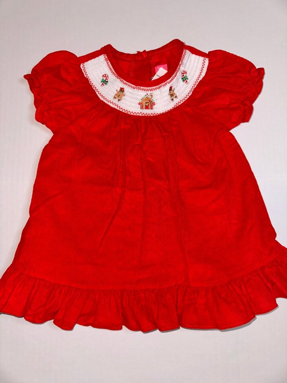 NWT Goodlad Girls 18M Red Smocked Gingerbread Christmas Dress Cotton #702